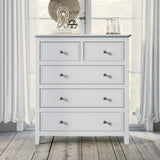 White Solid Wood 5 Piece Queen Bedroom Set(bed, 2 nightstands,chest,dresser) - Furniture Home Direct