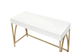 Vanity Desk High Gloss Gold Finish for Bedroom White - Furniture Home Direct