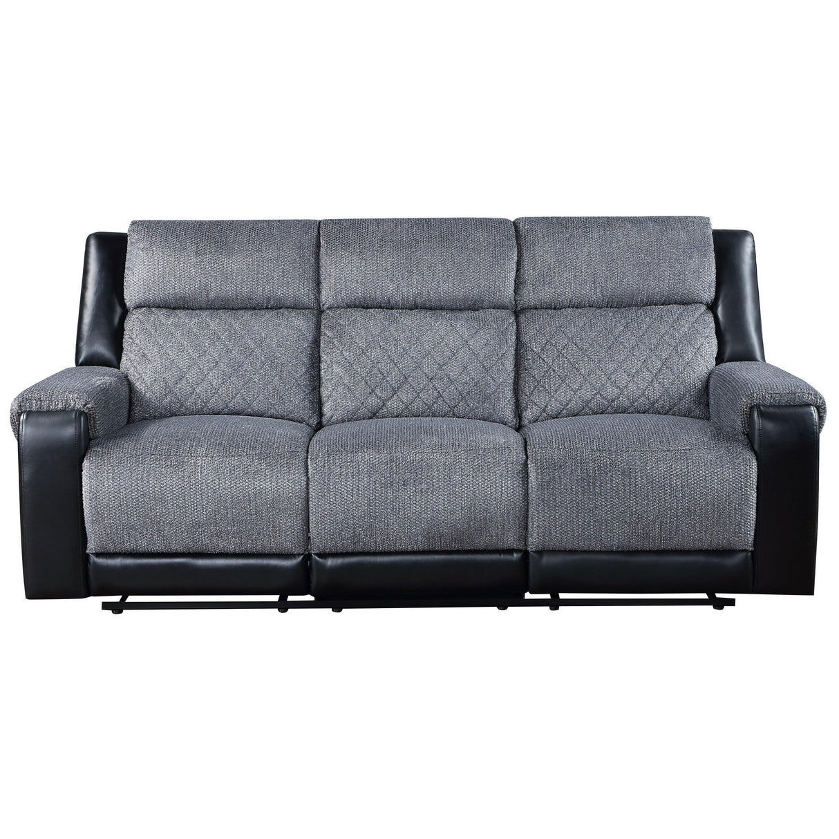 Reclining Sofa Two-Tone Upholstery Premium Gray and Black - Furniture Home Direct