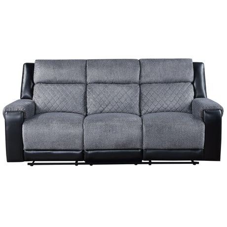 Reclining Sofa Two-Tone Upholstery Premium Gray and Black - Furniture Home Direct