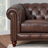 Alton Bay-Top Grain Leather Loveseat - Brown - Furniture Home Direct
