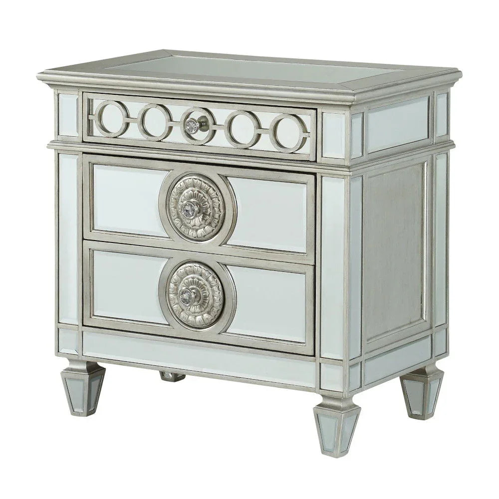 Varian - Mirrored Nightstand - Silver - Furniture Home Direct