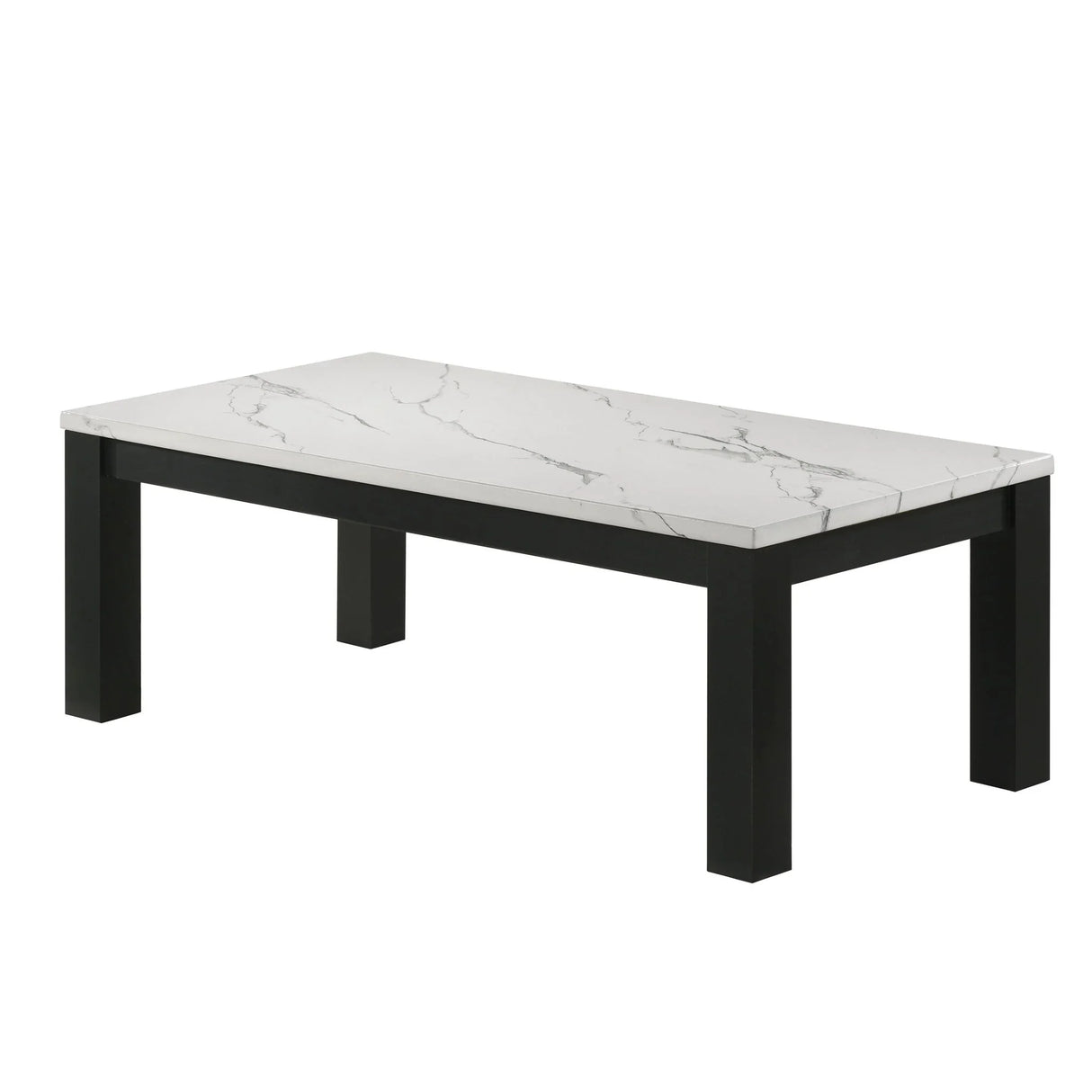 Modern 3 Piece Living Room Table Set With Faux Marble Top Wooden - Black / White - Furniture Home Direct