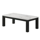 Modern 3 Piece Living Room Table Set With Faux Marble Top Wooden - Black / White - Furniture Home Direct