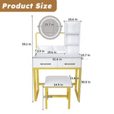 Makeup Vanity Table With LED Lights, 3 Color Options, Power Outlet - Furniture Home Direct
