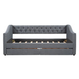 Twin Size Upholstered Daybed With Two Drawers, Slat Support - Gray - Furniture Home Direct