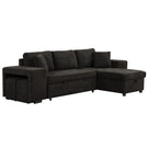 Modern L-Shape 3 Seat Reversible Sectional Couch, Pull Out Sleeper Sofa With Storage Chaise And 2 Stools For Living Room Furniture Set - Furniture Home Direct