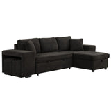 Modern L-Shape 3 Seat Reversible Sectional Couch, Pull Out Sleeper Sofa With Storage Chaise And 2 Stools For Living Room Furniture Set - Furniture Home Direct