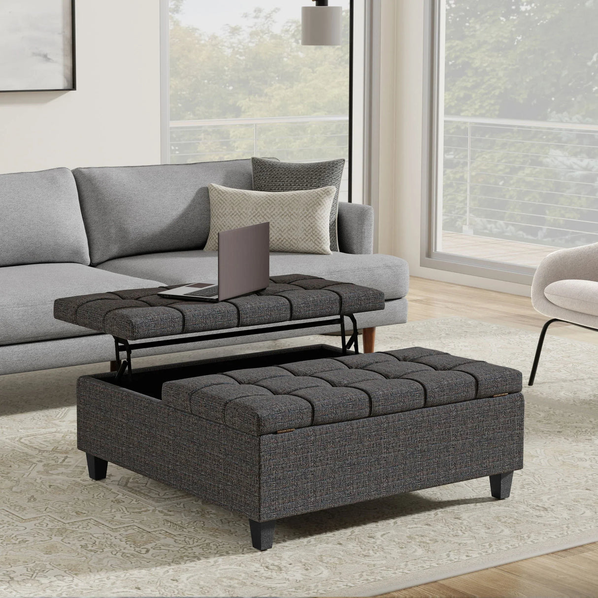 Harrison - Upholstered Coffee Table Storage Ottoman - Furniture Home Direct