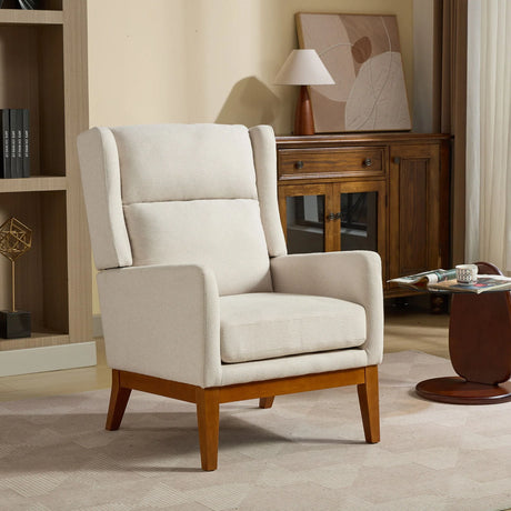 Wide Modern Accent Chair With Wood Legs For Living Room - Furniture Home Direct