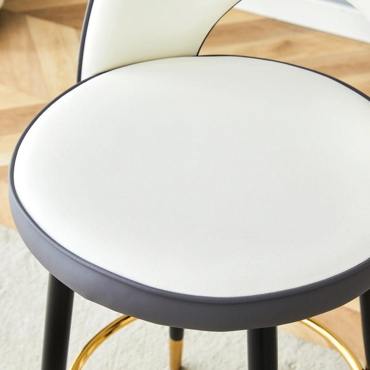 Bar Stool Set Modern Upholstered Two Tone White and Gray - Furniture Home Direct