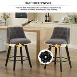 Swivel Bar Stools & Button Tufted Back (Set of 2) - Furniture Home Direct