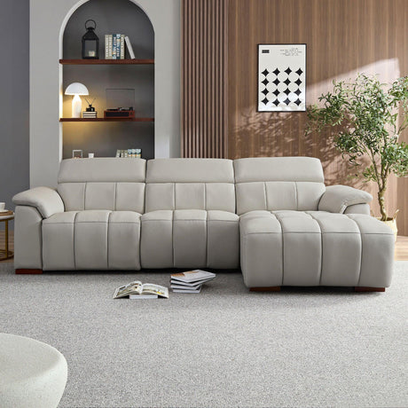 Power Reclining Sectional with USB Port - Light Gray - Furniture Home Direct