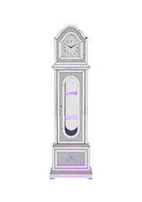 Noralie - Mirrored & Faux Diamonds Grandfather Clock With LED - Silver Gray - Furniture Home Direct