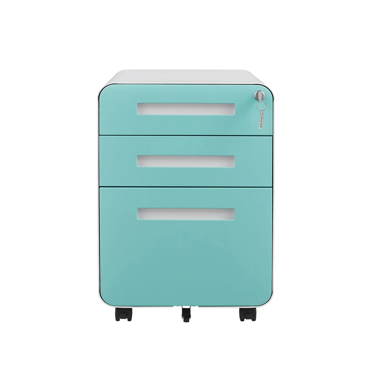 3 Drawer Mobile File Cabinet Under Desk Office, Simple Style Versatile Storage Cabinet For Legal / Letter / A4 Files, 5 Wheel Design Anti-Tilting Cold Rolled Steel Waterproof Moisture-Proof - Furniture Home Direct