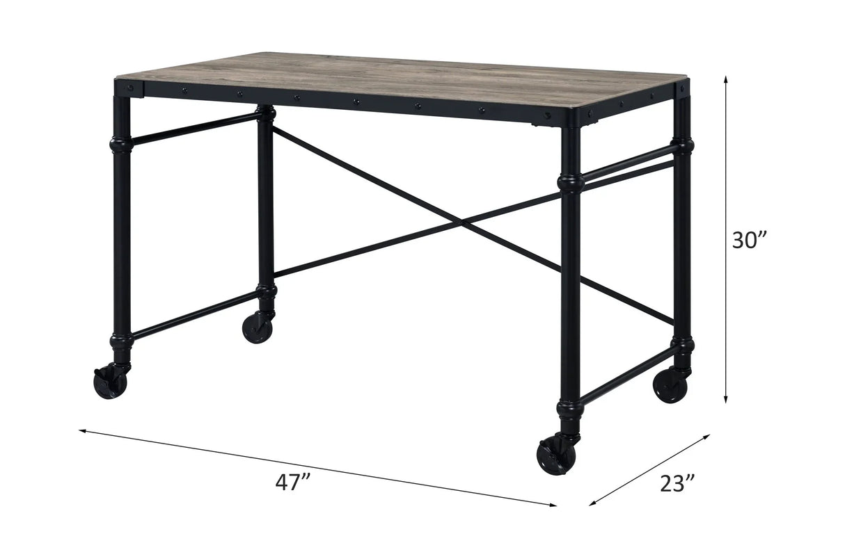 Oklarth - Rustic Writing Desk - Black / Oak - Furniture Home Direct