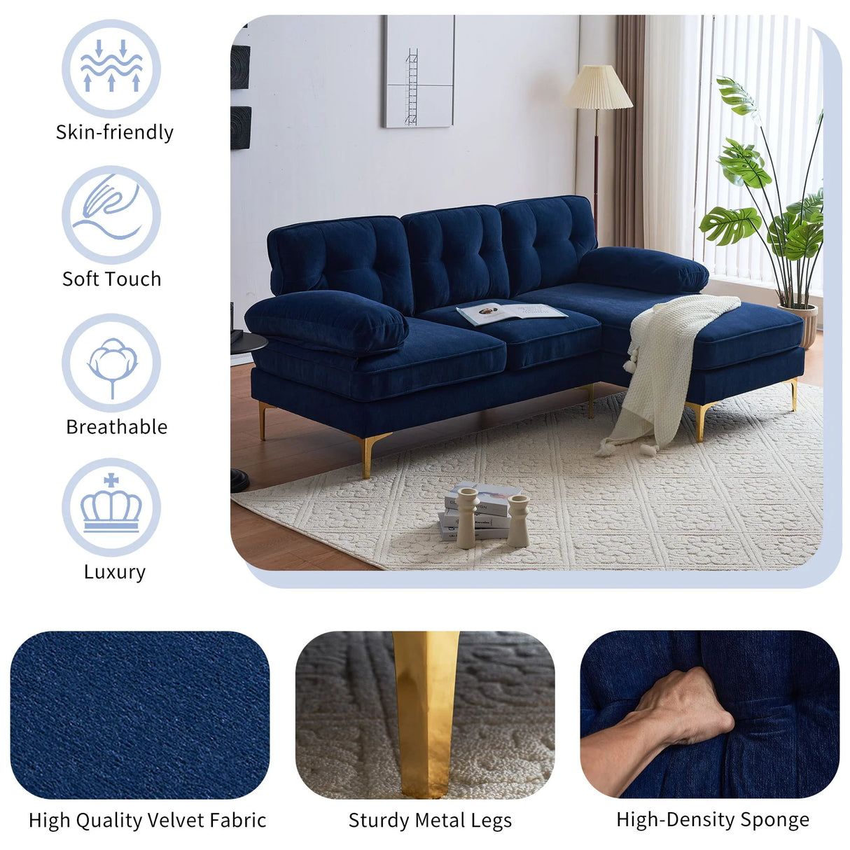 Modern L Shaped Sectional Sofa For Living Room - Furniture Home Direct