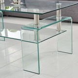 Modern Tempered Glass Coffee Table With 2 Tier Storage For Living Room - Furniture Home Direct