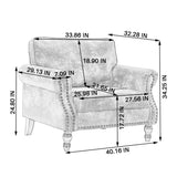 Rolled Arm Sofa With Nailhead Trim, 1 Seater Upholstered Couch With Wooden Legs - Furniture Home Direct