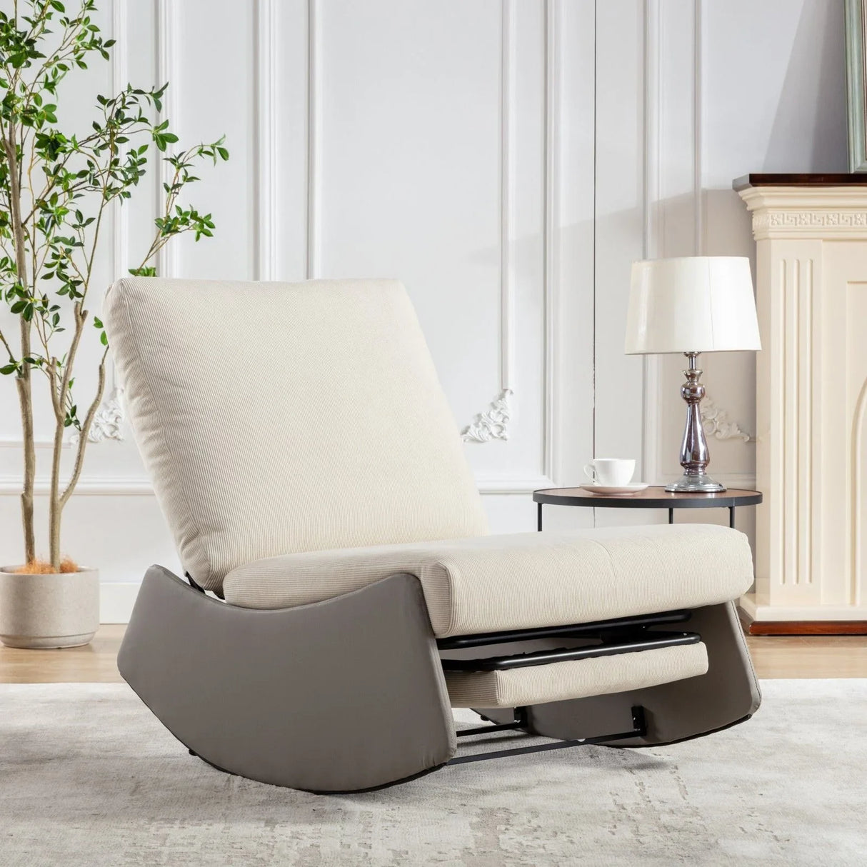 Modern Rocking Chair Recliner, Comfy Rocker Nursery Chair With Footrest, Accent Reading Chair, Upholstered Lounge Chair For Relaxing, Resting, Soft Padded Rocker For Indoor Living Room Bedroom - Furniture Home Direct