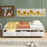 Twin Size Platform Storage Bed With 3 Drawers - White - Furniture Home Direct