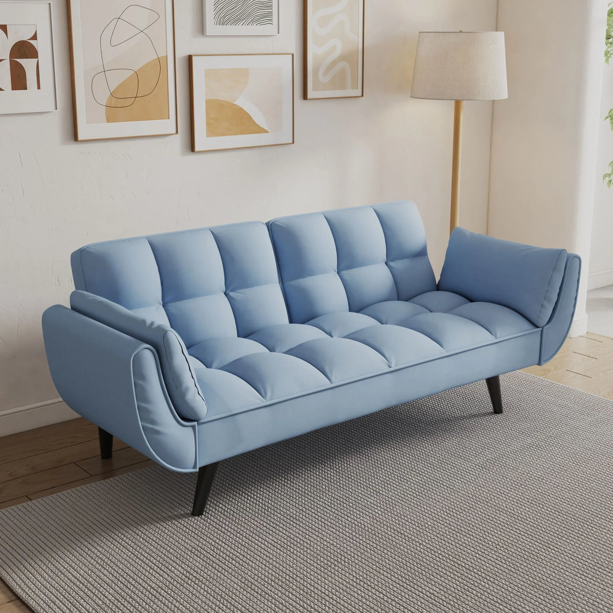 Sofa Soft Two Armrests Throw Pillow Pillow Comfortable Fit Apartment Bedroom Small Space - Furniture Home Direct