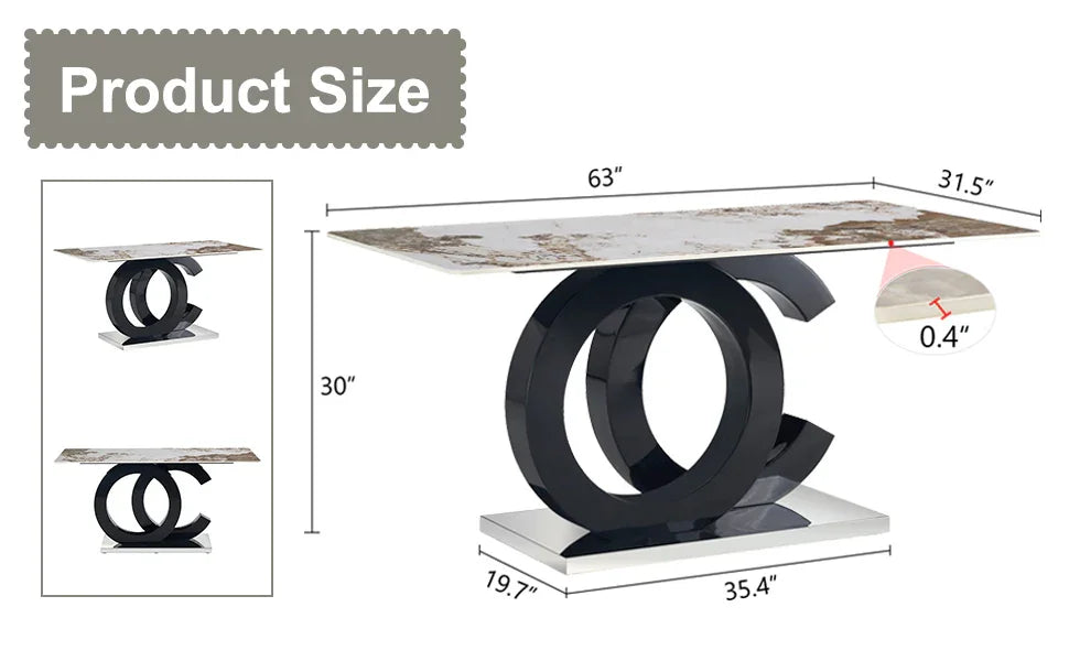Large Rectangular Faux Marble Dining Table - Furniture Home Direct
