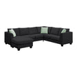 L Shaped Sectional Sofa with Ottoman and Cushions Black - Furniture Home Direct