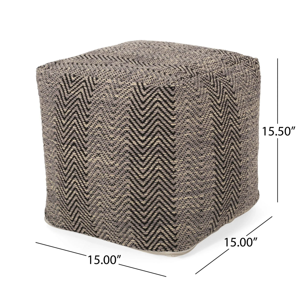 Barracuda - Handcrafted Cotton Pouf With Chevron Pattern - Brown / Beige - Furniture Home Direct