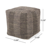 Barracuda - Handcrafted Cotton Pouf With Chevron Pattern - Brown / Beige - Furniture Home Direct