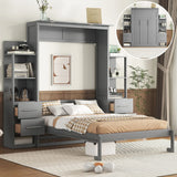 Murphy Wall Bed With Shelves, Drawers And LED Lights - Furniture Home Direct