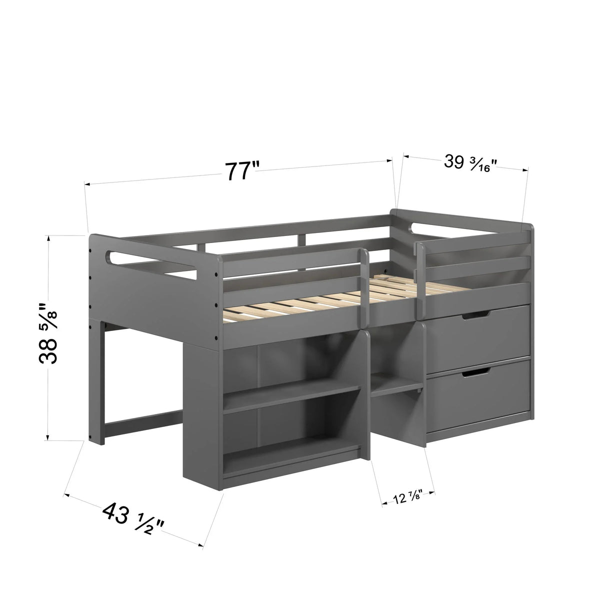 Fabiana - Twin Loft Bed With Storage - Gray - Furniture Home Direct