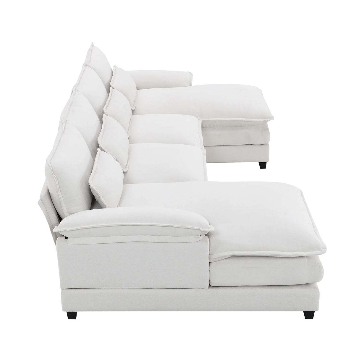 Sectional Sofa Modern U Shaped Chenille Seats 6 White - Furniture Home Direct