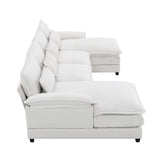Sectional Sofa Modern U Shaped Chenille Seats 6 White - Furniture Home Direct