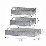 Decorative Galvanized Nesting Trays (Set of 3) - Gray - Furniture Home Direct