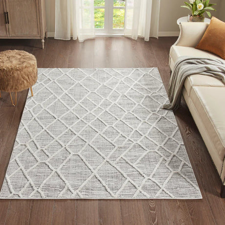 Area Rug Pebble Pattern Machine Made Polyester Gray Cream - Furniture Home Direct