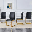Dining Chairs Set 4 Modern PU Leather Gold Frame Black - Furniture Home Direct