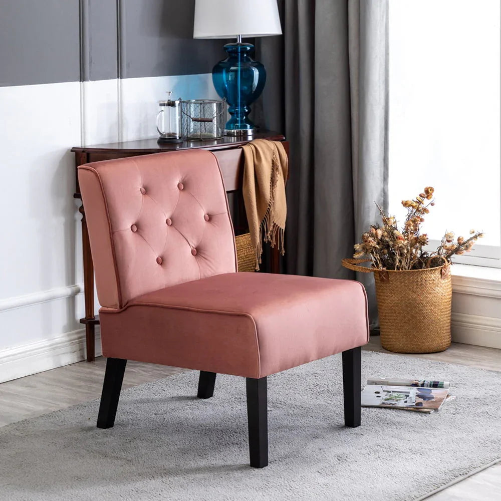 Reese - Living Room Armless Button Tufted Pattern Accent Chair (Set of 2) - Furniture Home Direct