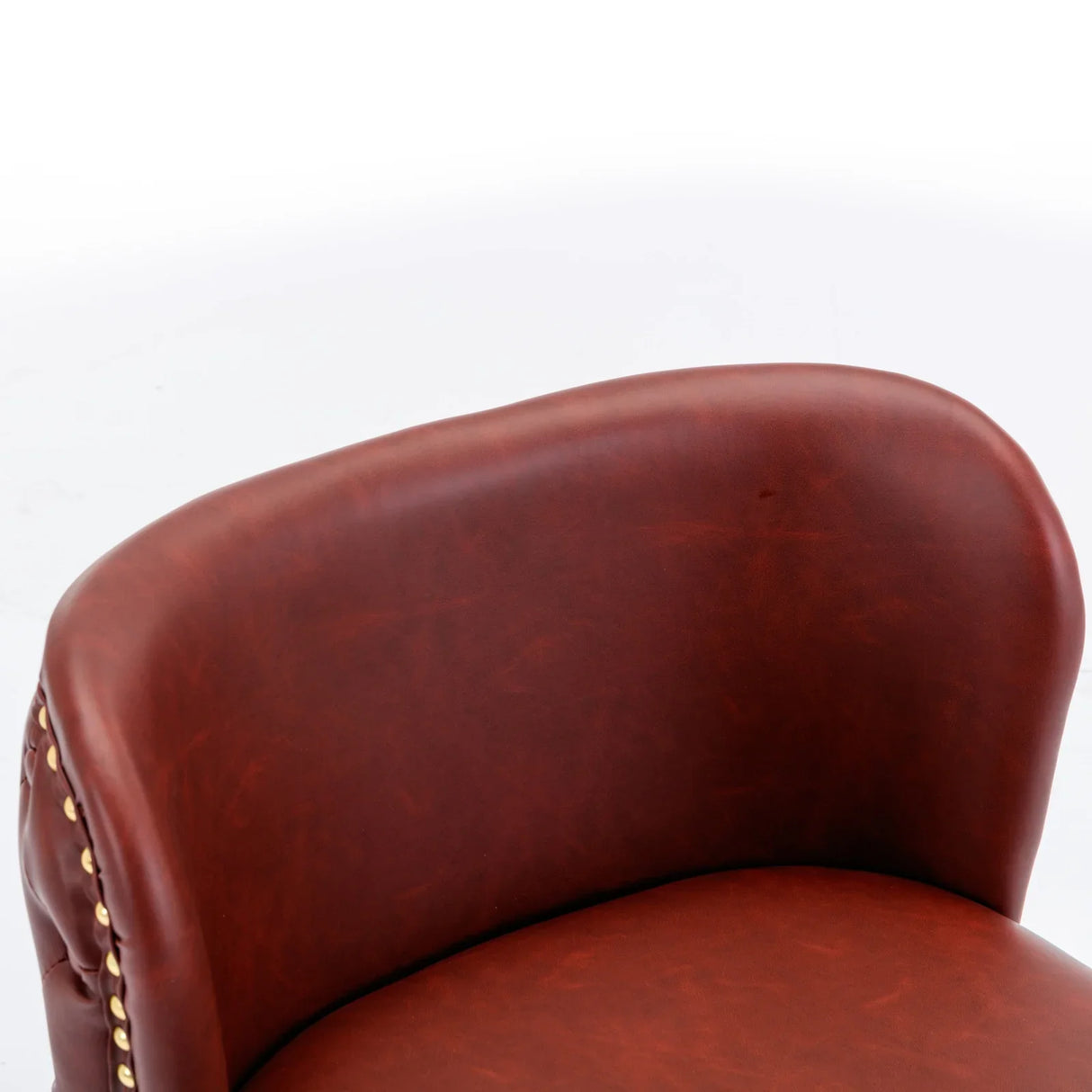 Counter Height Bar Stool Tufted Leather Swivel Burgundy - Furniture Home Direct