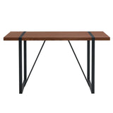 Dining Table Industrial Wood Grain Rectangular Walnut - Furniture Home Direct