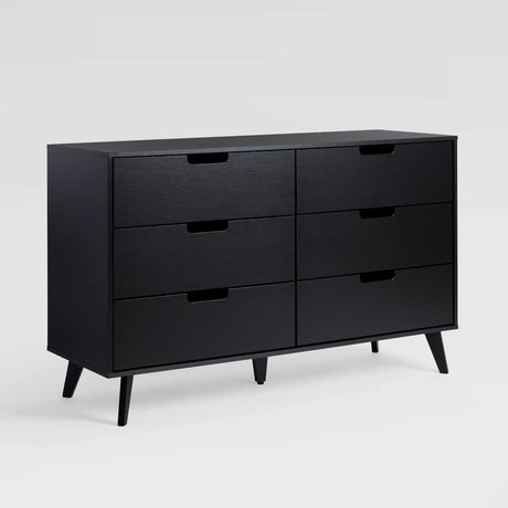 Mid-Century Hans 6 Drawer Dresser With Cut-Out Handles - Furniture Home Direct