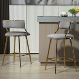 Bar Stools Counter Height With Gold Frames And Corduroy Gray - Furniture Home Direct
