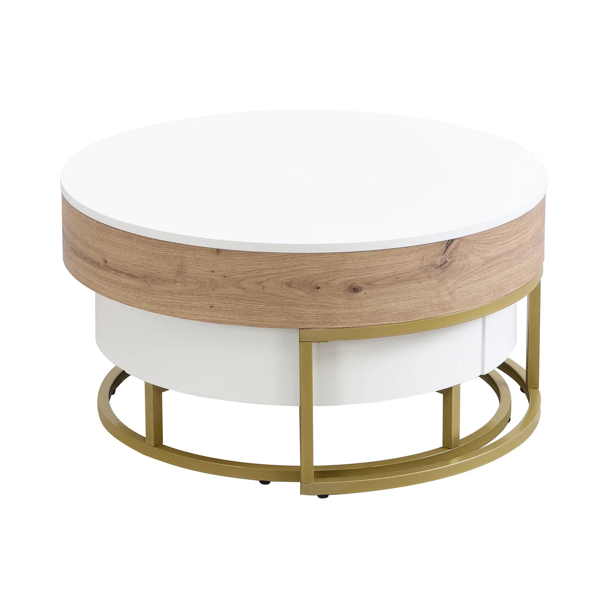 Nesting Coffee Tables Lift Top With 2 Drawers White Natural - Furniture Home Direct