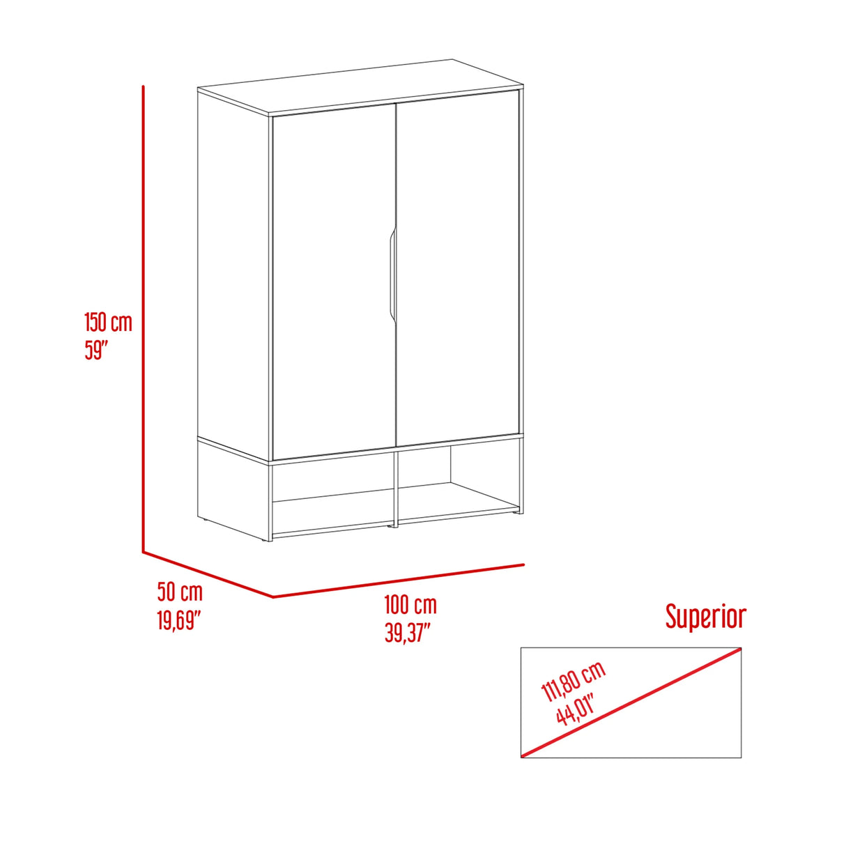 Wardrobe With Double Doors And Shoe Storage Modern Beige - Furniture Home Direct
