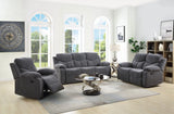 Kalen - Chenille 3 Piece Recliner Living Room Set - Gray - Furniture Home Direct