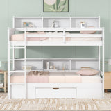 Twin Size Bunk Bed With Built-In Shelves Beside Both Upper And Down Bed And Storage Drawer - Furniture Home Direct