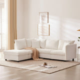 Modern Sectional Sofa With Vertical Stripes, 2 Pillows, 5 Seat Couch With Convertible Ottoman, Various Combinations, L-Shape Indoor Furniture For Living Room - Furniture Home Direct