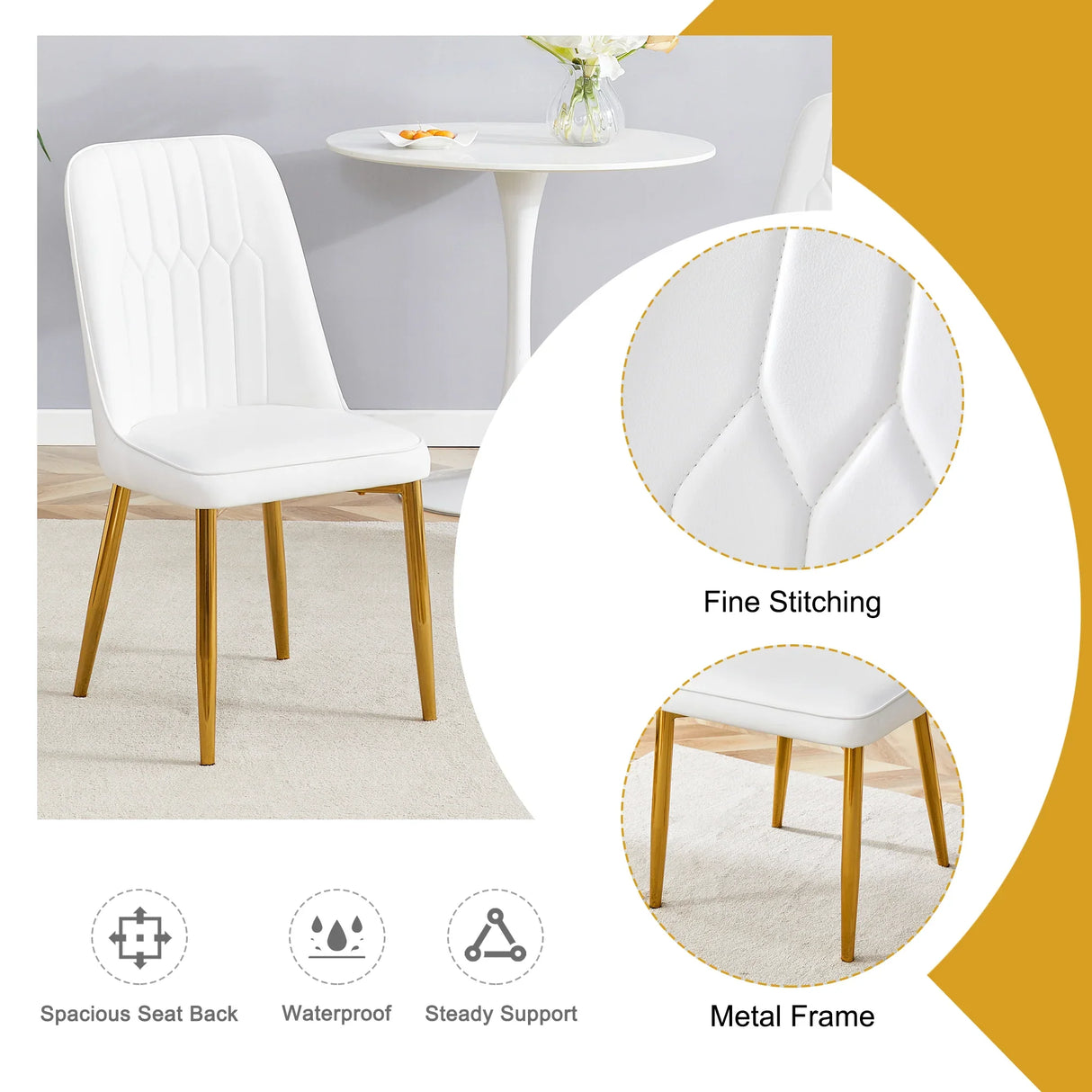 4 Modern Dining Chairs - White - Furniture Home Direct