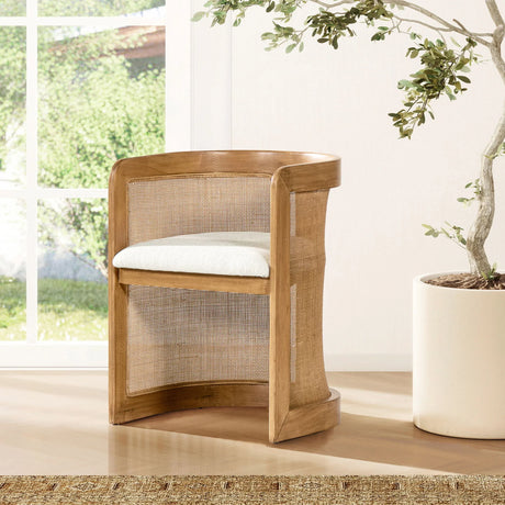 Lilith - Curved Upholstered Dining Chair, Stain Resistant High - White Pepper - Furniture Home Direct