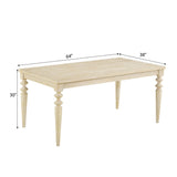 Dining Set 7 Piece Tufted Chairs Wood Table Beige Brown - Furniture Home Direct